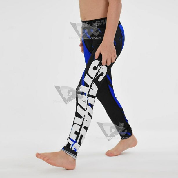 Savage Blue Kids Compression Tights Leggings