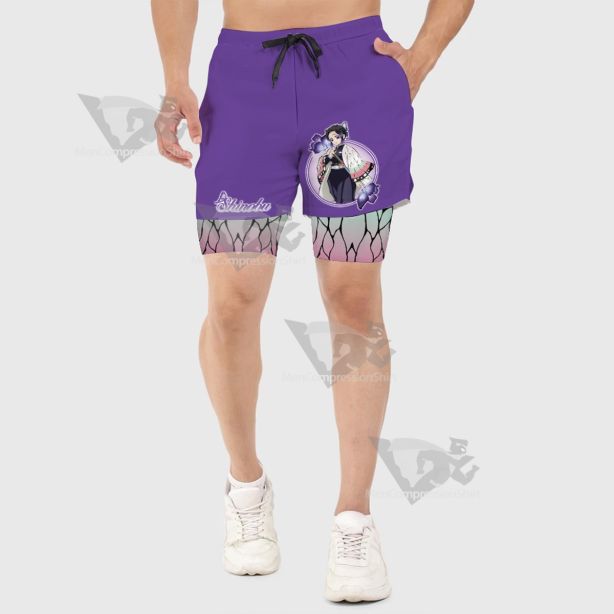 Shinobu Demon Slayer Purple Men Compression Gym Short