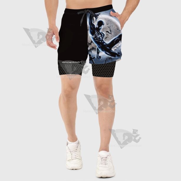 Spider Black Power Black Men Compression Gym Short