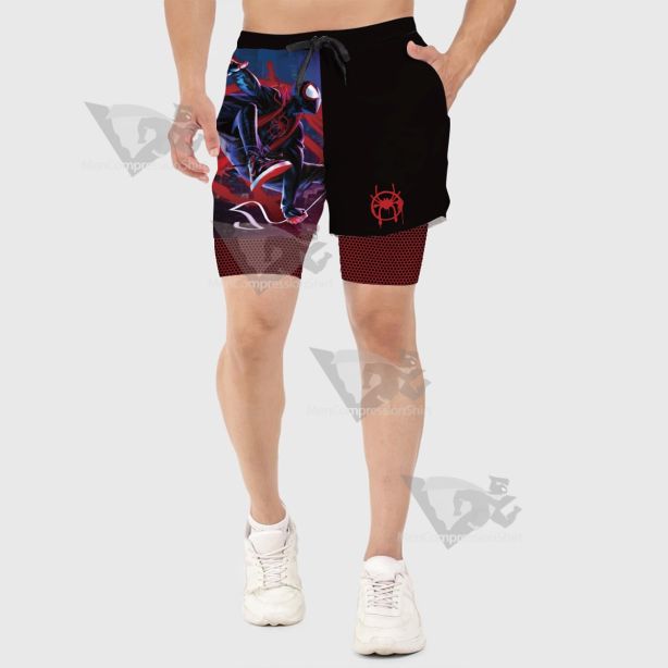 Spider In The Galaxy Black Men Compression Gym Short