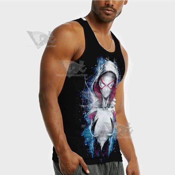 Spiderman Across The Spider Gwen Black Sleeveless Compression Shirt