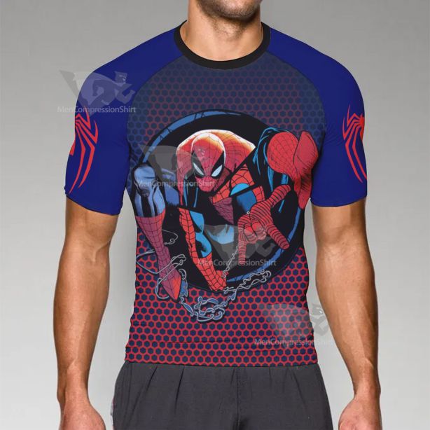 Spiderman Classic Blue Short Sleeve Compression Shirt