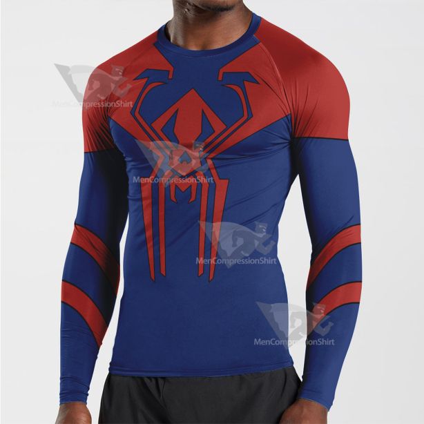 Spiderman Miguel Ohara Blue Long Sleeve Compression Shirt