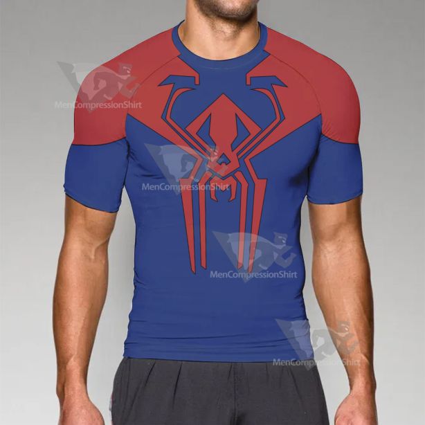 Spiderman Miguel Ohara Blue Short Sleeve Compression Shirt