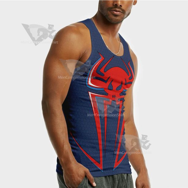 Spiderman Miles Blue Red Spiderman Miles Sleeveless Compression Shirt