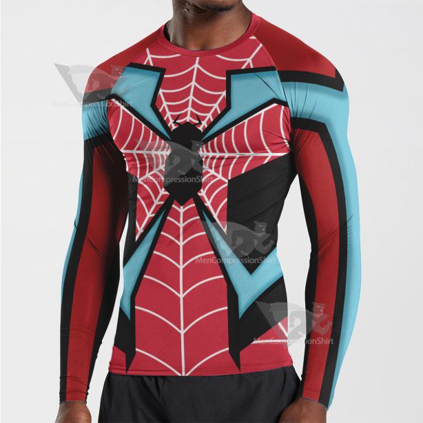 Spiderman Miles Red Blue Long Sleeve Compression Shirt