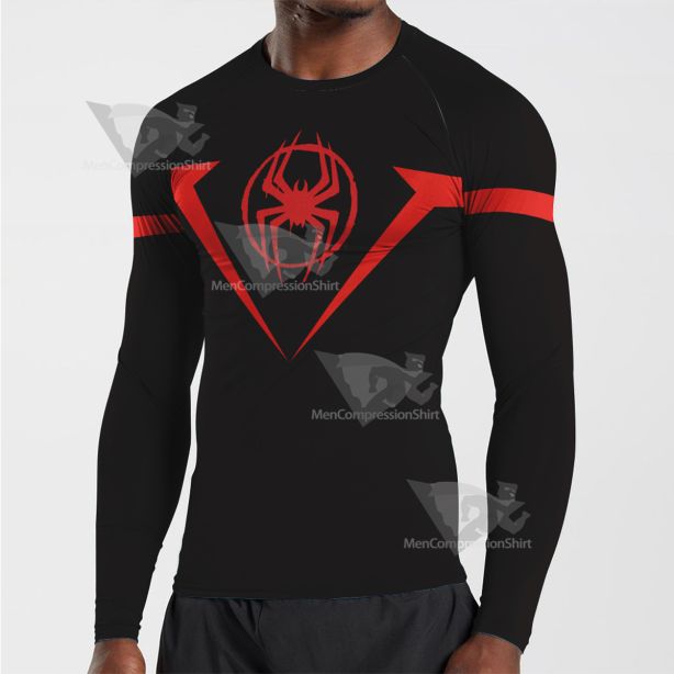 Spiderman Miles Red Long Sleeve Compression Shirt