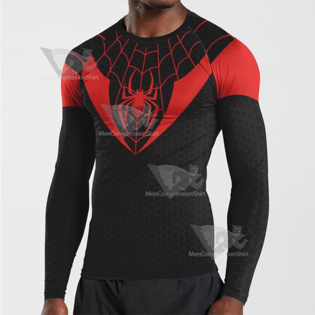 Spiderman Red Black Long Sleeve Compression Shirt