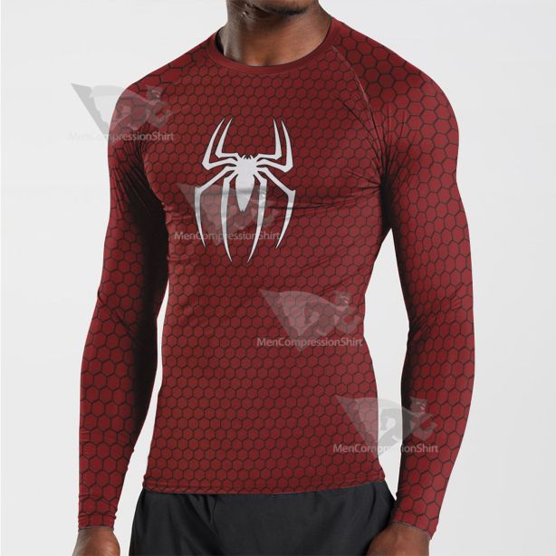 Spiderman Red Long Sleeve Compression Shirt