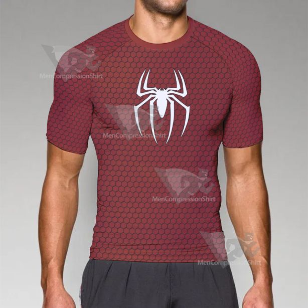 Spiderman Red Short Sleeve Compression Shirt