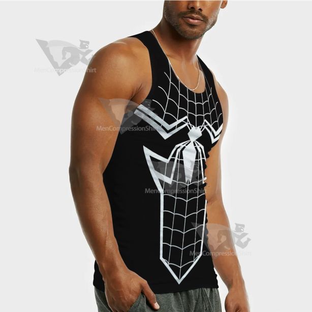 Spiderman White Black Sleeveless Compression Shirt