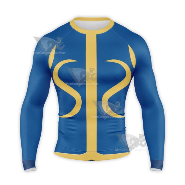 Street Fighter Chun Li Blue Long Sleeve Compression Shirt