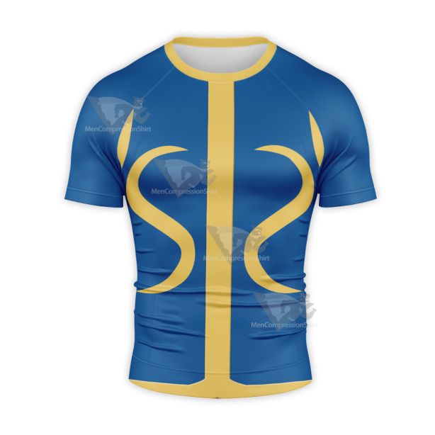 Street Fighter Chun Li Blue Short Sleeve Compression Shirt