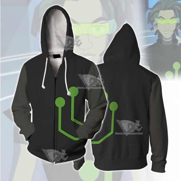 Stretch Armstrong Circuit Stream Green Cosplay Zip Up Hoodie