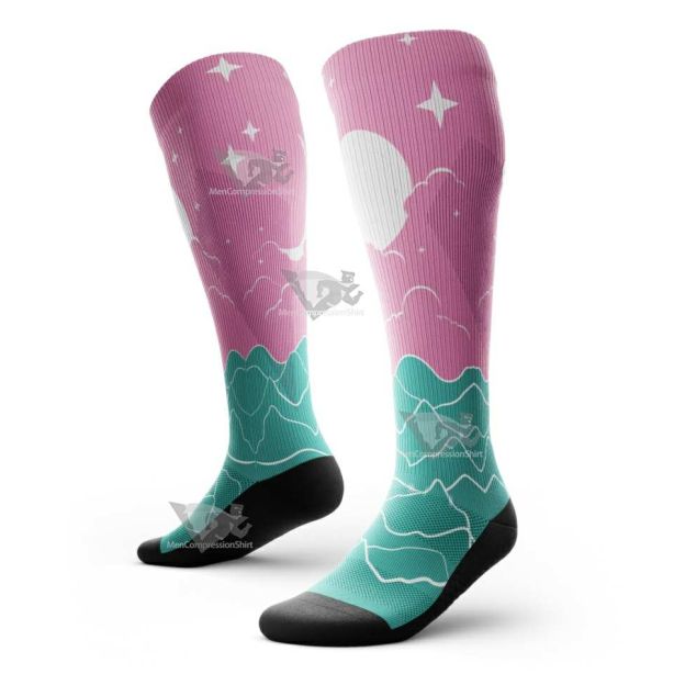 Sun Moon Knee High Compression Socks