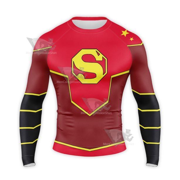 Super Man Kenan Old Battle Clothes Long Sleeve Compression Shirt