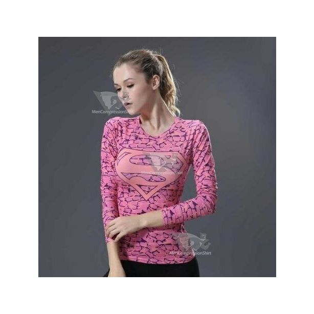 Supergirl Pink Onyx Compression Long Sleeve Rash Guard