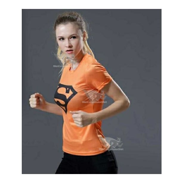 Supergirl Tangerine Compression Short Sleeve Rash Guard