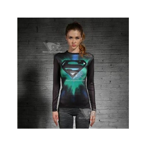 Supergirl Tie-Dyeblack Compression Long Sleeve Rash Guard