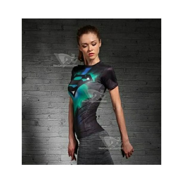 Supergirl Tie-Dyeblack Compression Short Sleeve Rash Guard