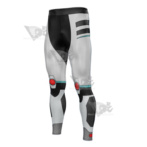 Superhero Cyborg White Mens Compression Legging