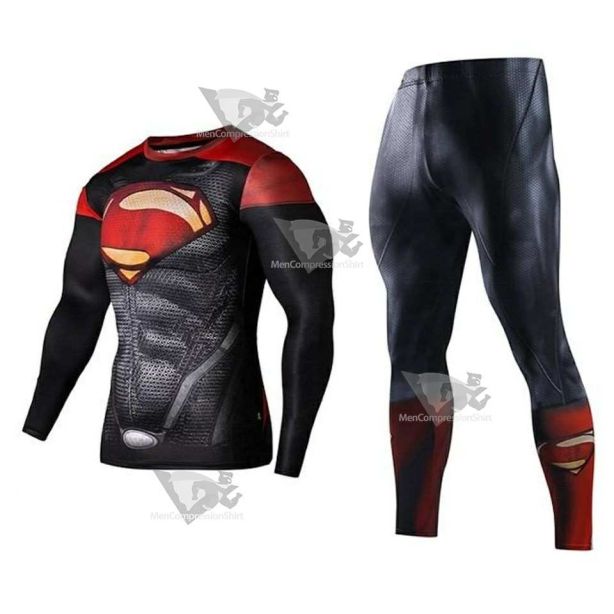 Superhero Three-Piece Men Gym Tights Compression Set