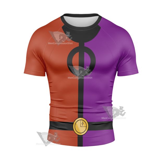 Superheroes Triplicate Girl Merged Short Sleeve Compression Shirt