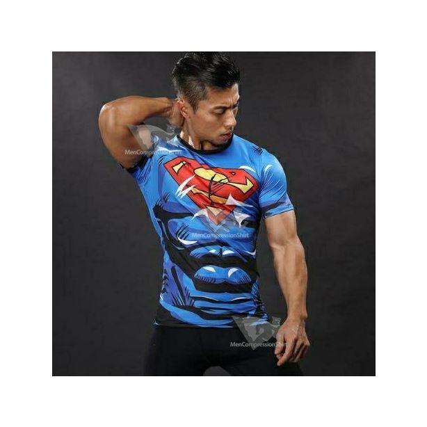 Superman Action Comics Compression Short Sleeve Rashguard