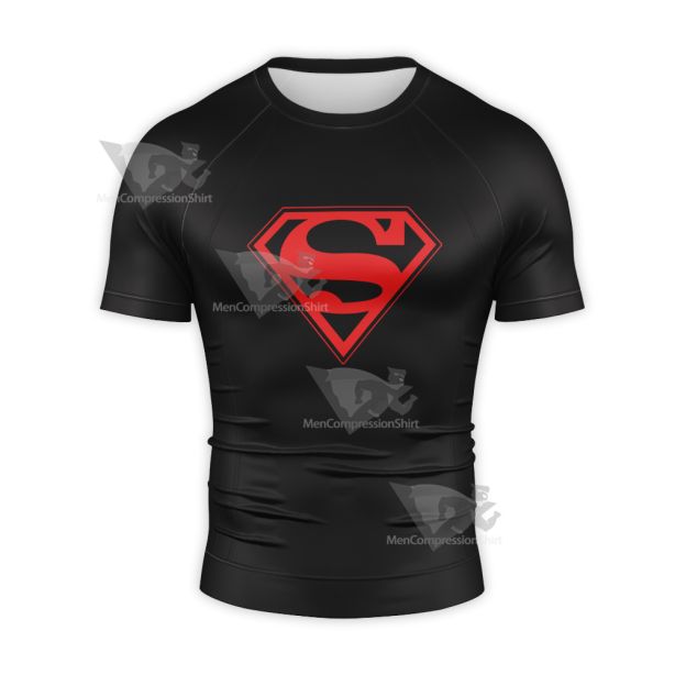 Superman Black Short Sleeve Compression Shirt