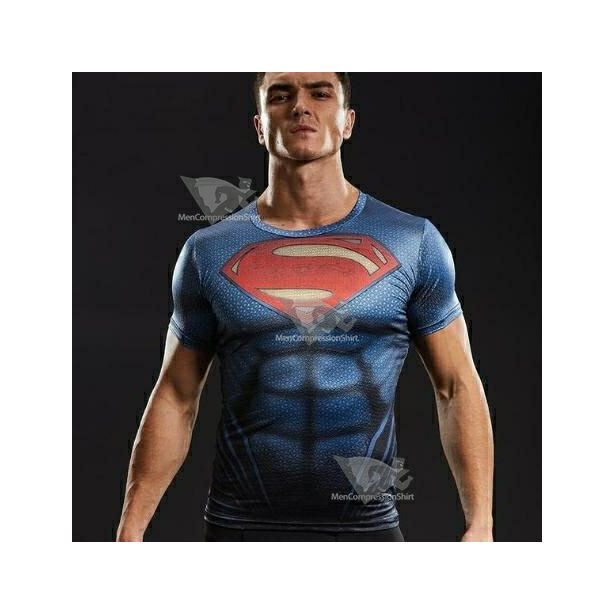 Superman Distant Fires Short Sleeve Compression Rashguard