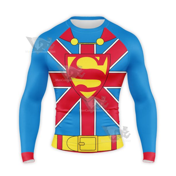 Superman New 52 True Brit Battle Suit Long Sleeve Compression Shirt