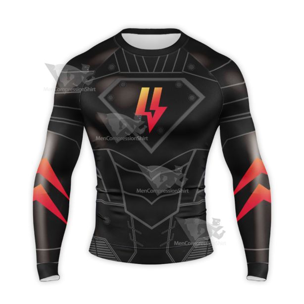 Superman The Dark Side Armor Battle Suit Long Sleeve Compression Shirt