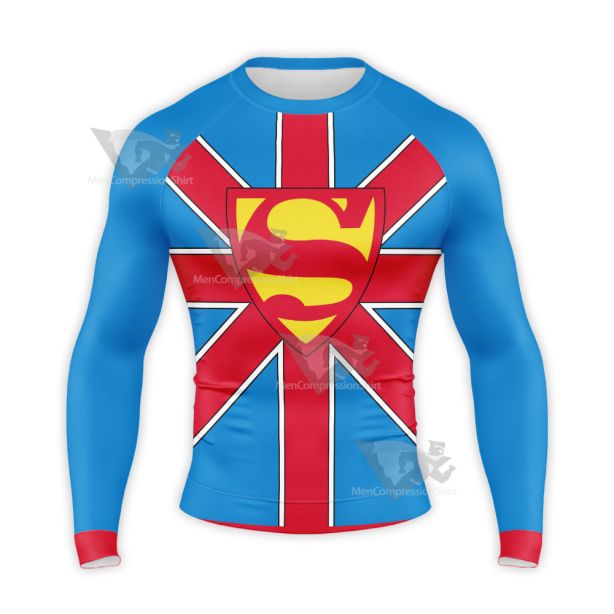 Superman True Brit Battle Suit Long Sleeve Compression Shirt