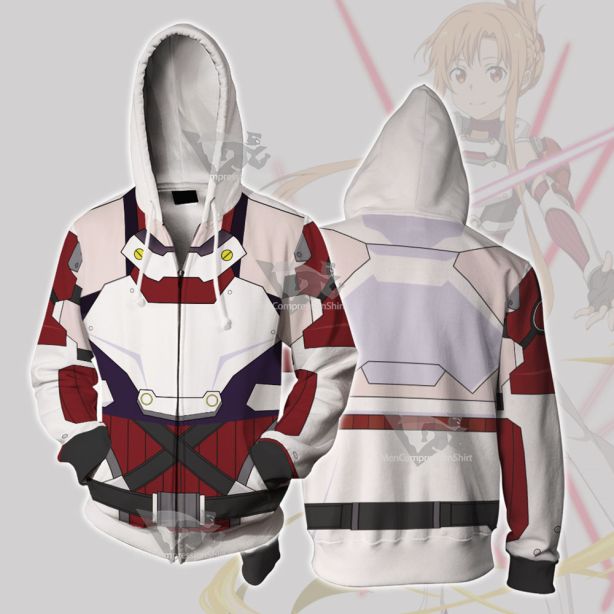 Sword Art Online Ggo Asuna Cosplay Zip Up Hoodie