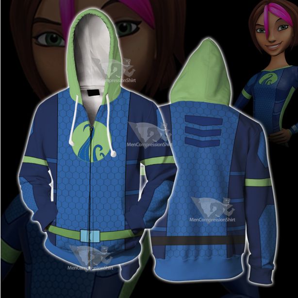 The Deep Fontaine Nekton Green Cosplay Zip Up Hoodie