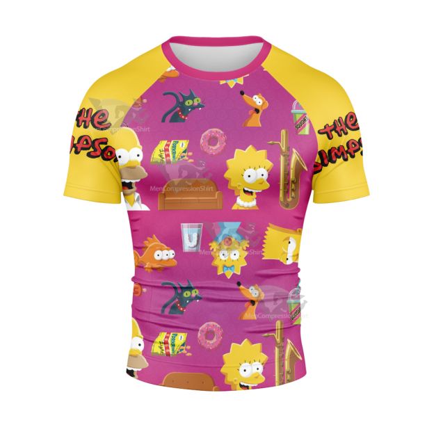 The Simpsons Family Head Short Sleeve Compression Shirt