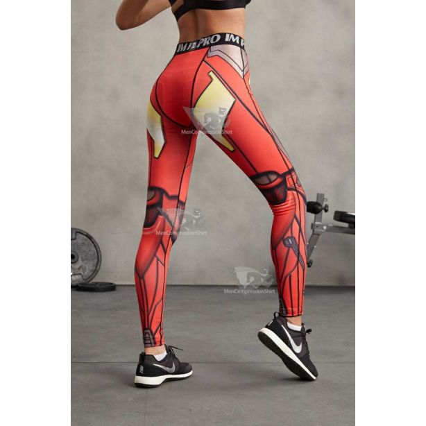 Tony Stark Red Gym Compression Leggingspants For Women