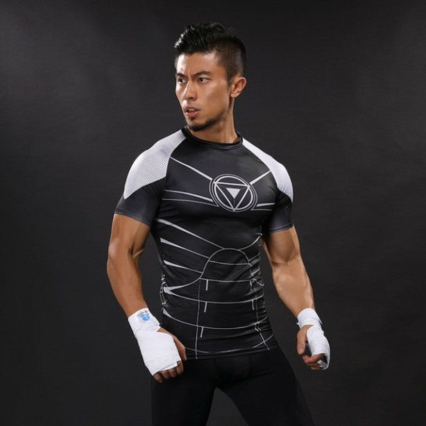 Tony Stark Sports Compression Shirts For Men