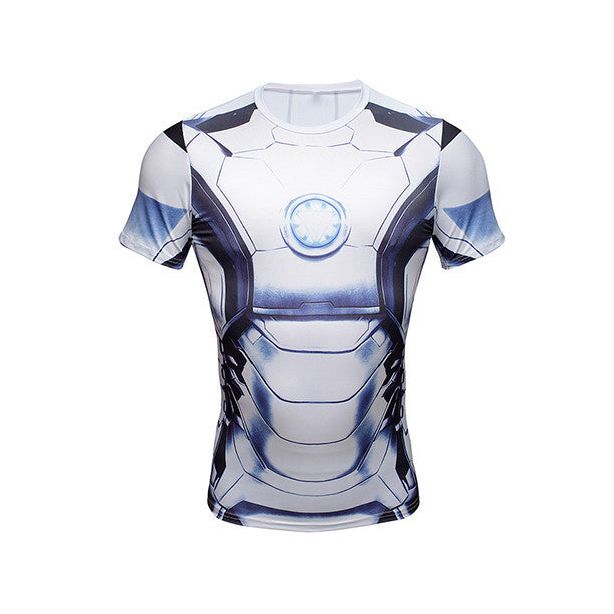 Tony Stark Sports White Compression Shirt For Men