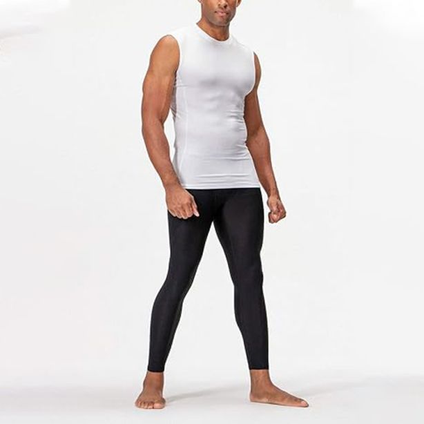 White Mens Athletic Compression Shirts Sleeveless