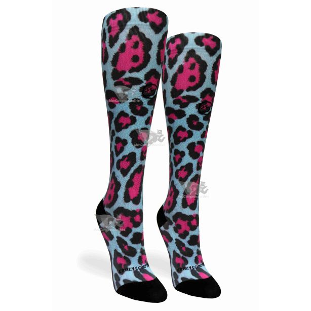 Women Compression Socks Cheetah Blue