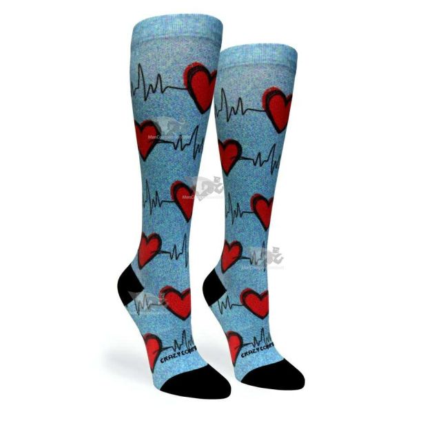 Women Compression Socks Heart Station Blue