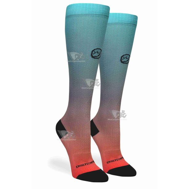 Women Compression Socks Ombre Peach Aqua