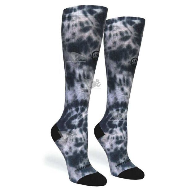 Women Compression Socks Tie Dye Black