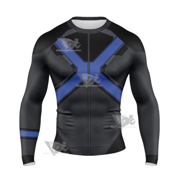 X Men Blue Polaris Long Sleeve Compression Shirt