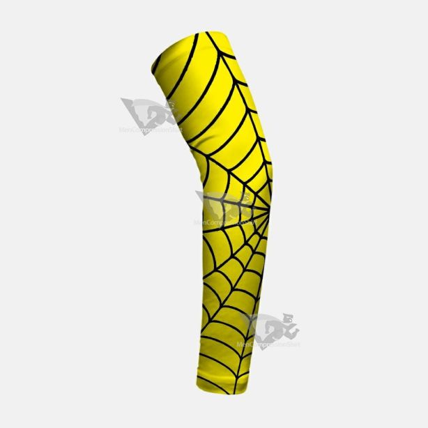 Yellow With Black Web Pattern Kids Arm Sleeve