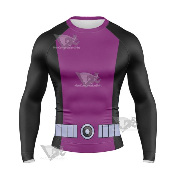 Young Justice Beast Boy Purple And Black Long Sleeve Compression Shirt