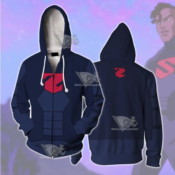 Young Justice Lor Zod Blue Cosplay Zip Up Hoodie