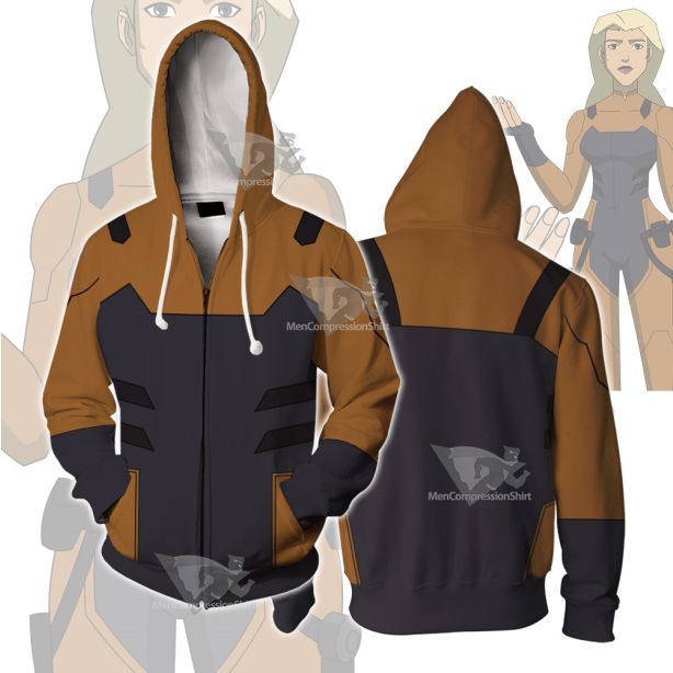 Young Justice Tigress Brown Cosplay Zip Up Hoodie