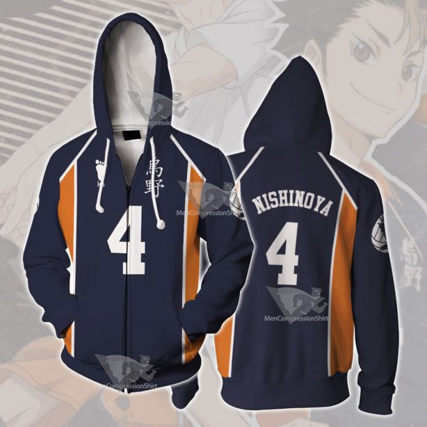 Yuu Nishinoya Haikyuu Cosplay Zip Up Hoodie